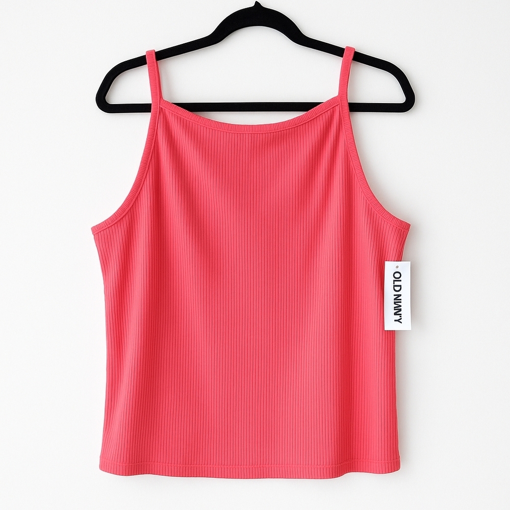 Old Navy Ribbed‎ Stretch Cami Tank Top Pink Coral Plus Size 3X